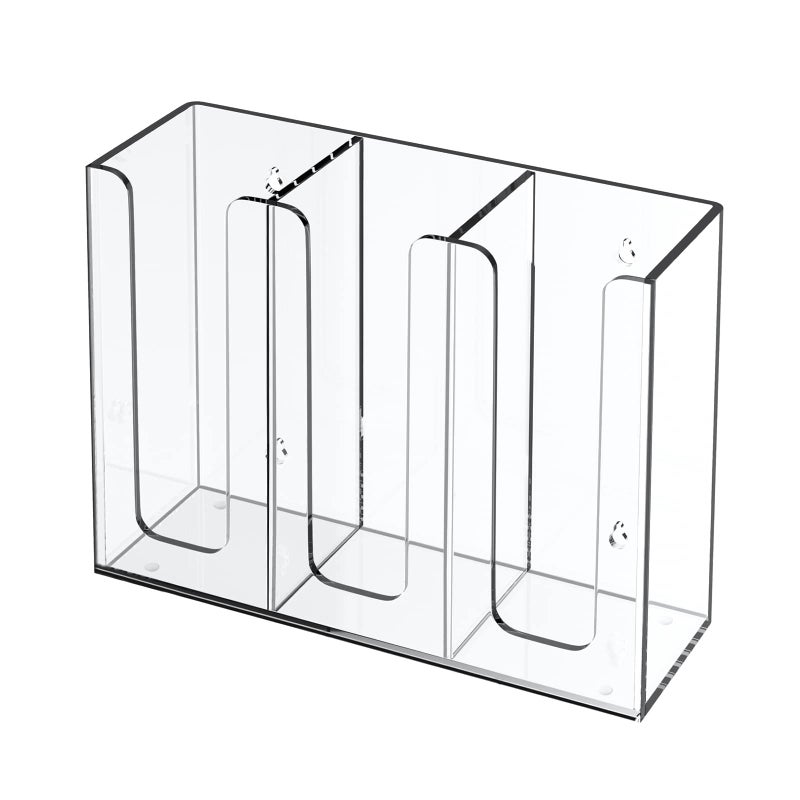 Richboom Acrylic Coffee Cup and Lid Storage Organizer Holder  3 Compartments  Clear - Image 1
